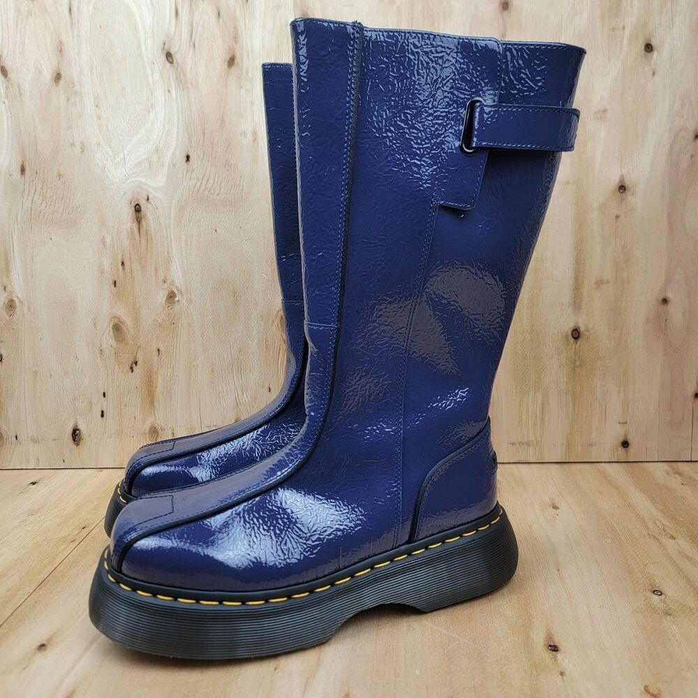 Dr. Martens BUZZ HI Tall Navy Blue Leather Riding Boots US Women's Size 8 - Picture 4 of 8